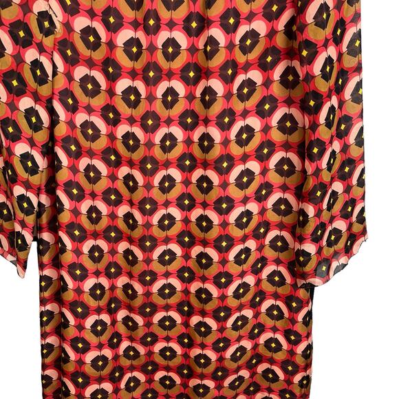 Fossil Silk Print Dress Long Sleeve Shift XS - Picture 8 of 14